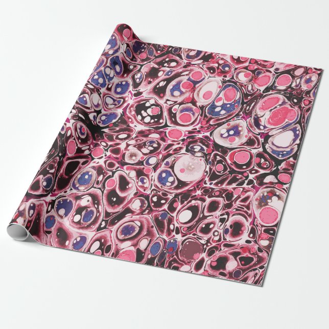 Stylish Modern Abstract Pink Blue Marble Pattern Wrapping Paper (Unrolled)