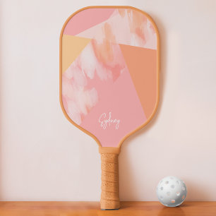 Stylish Modern Abstract Stripes Custom Script Name Pickleball Paddle