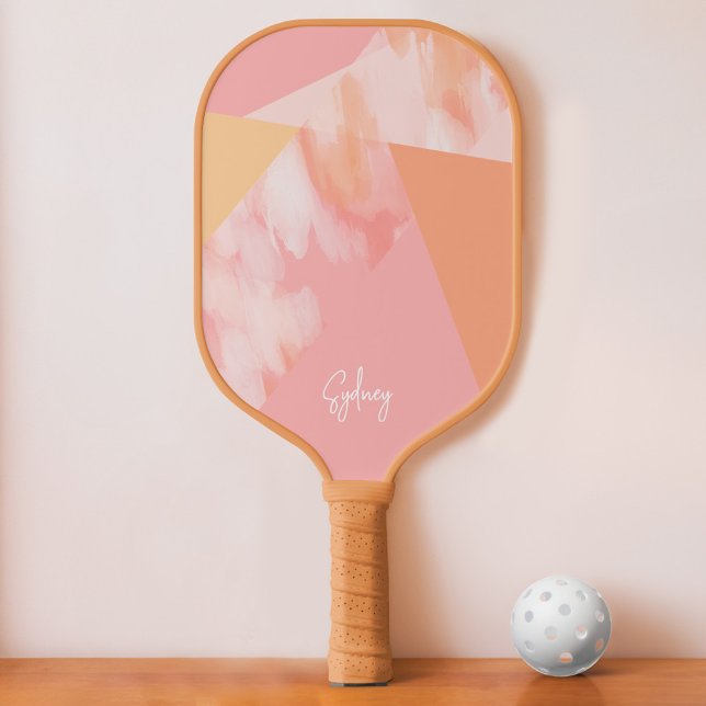 Stylish Modern Abstract Stripes Custom Script Name Pickleball Paddle (Stylish Modern Abstract Stripes Custom Script Name Pickleball Paddle)