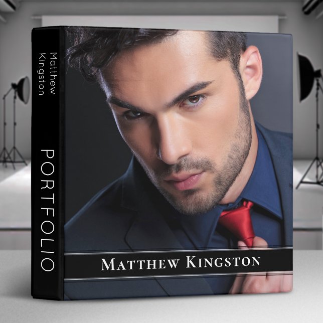 Stylish Modern Actor Model Portfolio Photo Binder (Three binder sizes to choose from. Uses standard size page inserts (not included).)