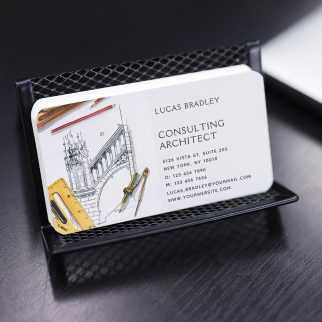 Stylish Modern Architect Engineering Construction Business Card (Creator Uploaded)