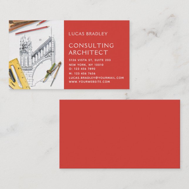 Stylish Modern Architect Engineering Construction Business Card (Front/Back)