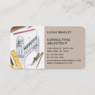 Stylish Modern Architect Engineering Construction Business Card