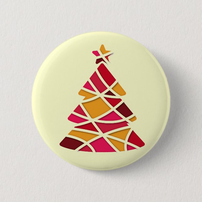 Stylish modern art Christmas tree 2 Inch Round Button (Front)