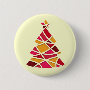 Stylish modern art Christmas tree 2 Inch Round Button