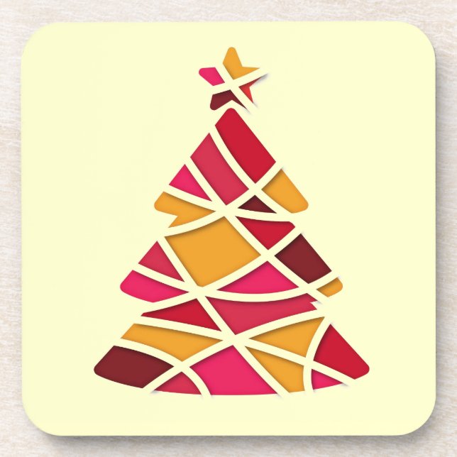 Stylish modern art Christmas tree Coaster (Front)