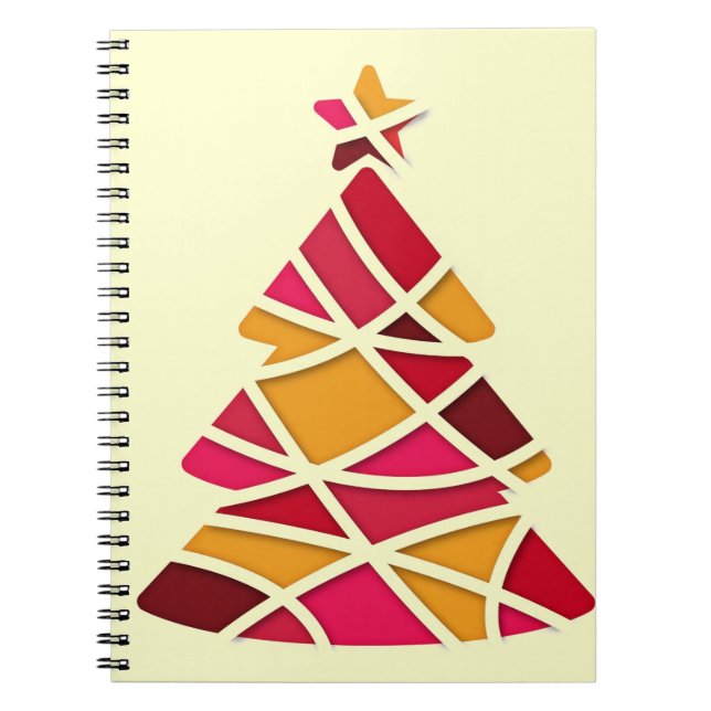 Stylish modern art Christmas tree Notebook (Front)