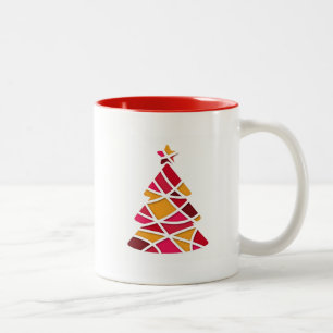 Stylish modern art Christmas tree Two-Tone Coffee Mug