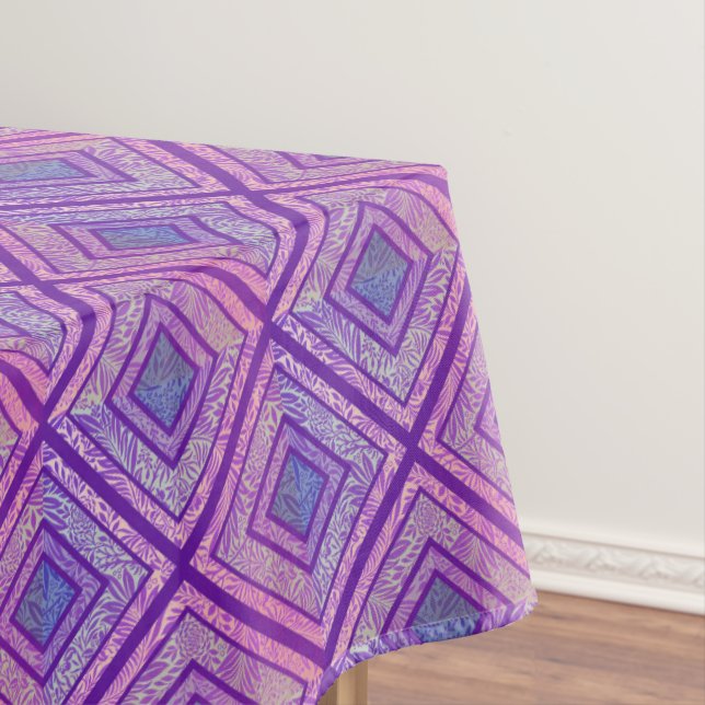 Stylish Modern Art Nouveau Purple Lavender Pattern Tablecloth (In Situ)