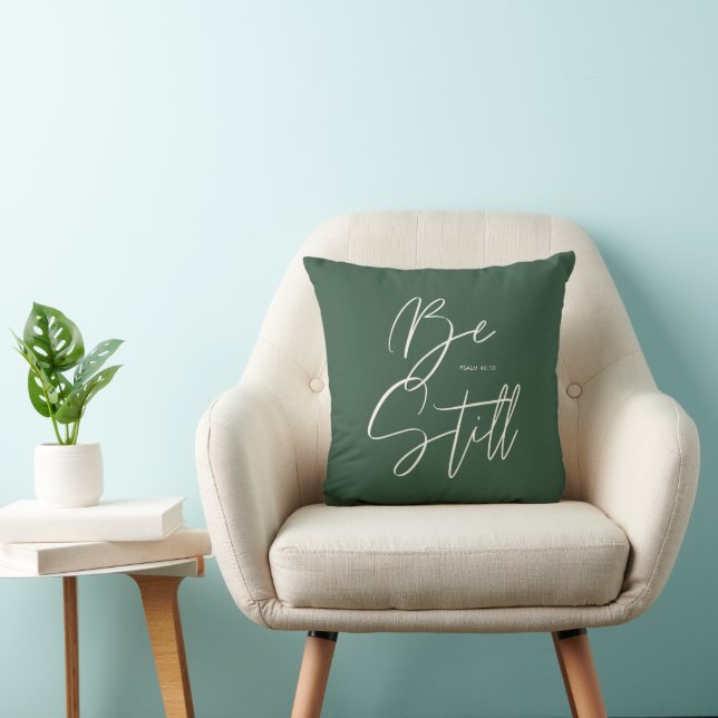Stylish Modern Be Still Text Psalm Custom Colour Throw Pillow (Chair)