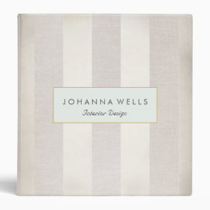 Stylish Modern Beige and Silver Striped Binder