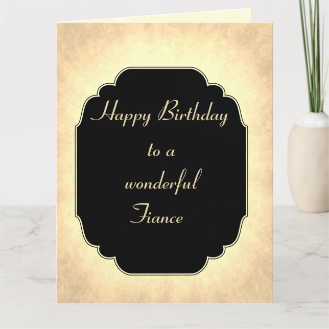 Stylish modern black and gold Birthday Fiance Card (Front)