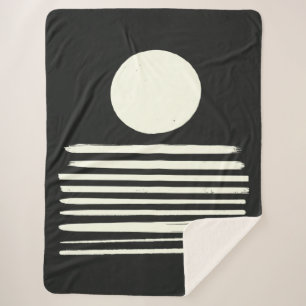 Stylish Modern Black and White Abstract Art Sherpa Blanket