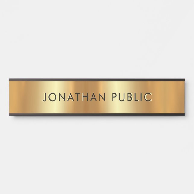 Stylish Modern Black & Gold Template Glam Door Sign (Front)