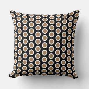 Stylish Modern Black Mocha Brown Geometric Pattern Throw Pillow