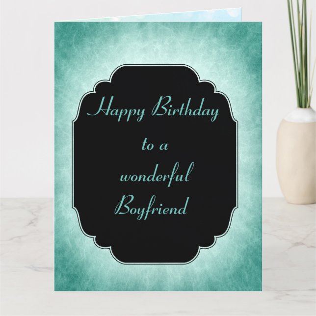Stylish modern blue Happy Birthday Boyfriend Card (Front)