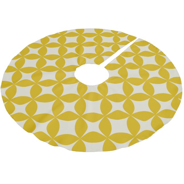 Stylish Modern Boho Pattern in Mustard Yellow Brushed Polyester Tree Skirt (Angled)