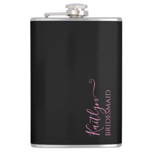 Stylish Modern Bridesmaid Gift   Personalized Hip Flask