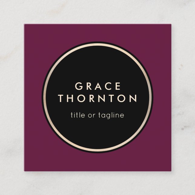 Stylish Modern Burgundy Professional Designer Square Business Card (Front)