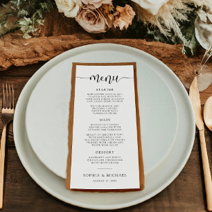Stylish Modern Calligraphy Black White Wedding Menu
