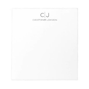Stylish Modern Chic Simple Black Basic Monogram Notepad