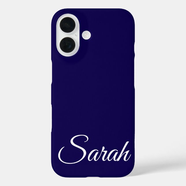 Stylish Modern Classic Customised Name Dark Blue Case-Mate iPhone Case (Back)