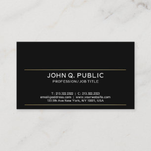 Stylish Modern Clean Design Gold Stripes Black Business Card
