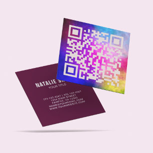 Stylish Modern Colourful QR Code Scannable Website Square Business Card
