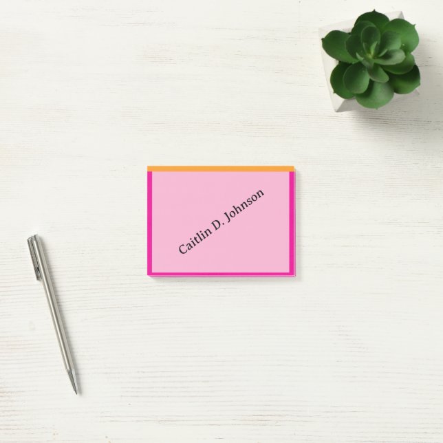 Stylish Modern Coral Sage Border Personalized Post Post-it Notes (Office)