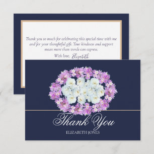 Stylish Modern Crocus White Rose Bridal Thank You Card