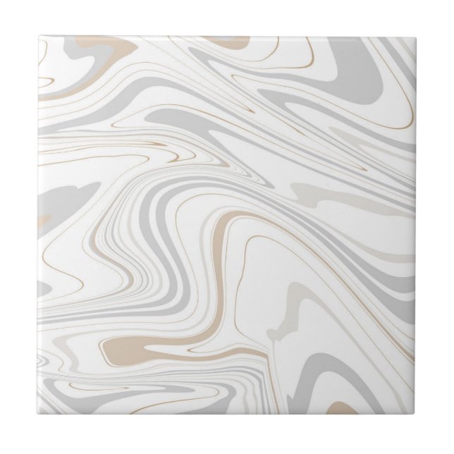 Stylish Modern Curves Grey Beige White Marble 2-8 Tile (Front)