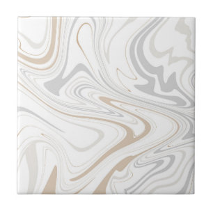 Stylish Modern Curves Grey Beige White Marble 3-8 Tile