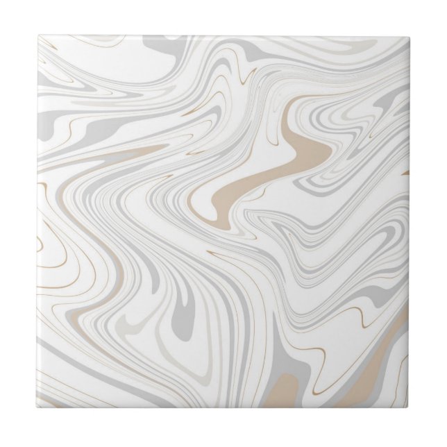 Stylish Modern Curves Grey Beige White Marble 4-8 Tile (Front)