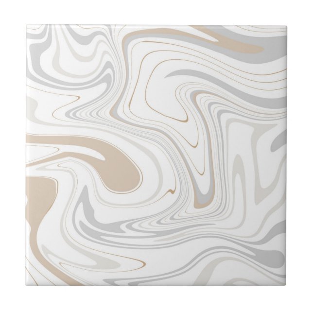 Stylish Modern Curves Grey Beige White Marble 7-8 Tile (Front)
