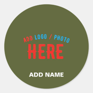 STYLISH MODERN CUSTOM ARMY GREEN VERIFIED BRANDED CLASSIC ROUND STICKER