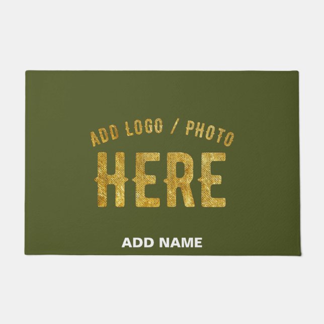 STYLISH MODERN CUSTOM ARMY GREEN VERIFIED BRANDED DOORMAT (Front)