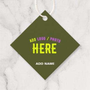 STYLISH MODERN CUSTOM ARMY GREEN VERIFIED BRANDED FAVOUR TAGS