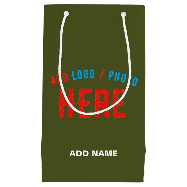 STYLISH MODERN CUSTOM ARMY GREEN VERIFIED BRANDED SMALL GIFT BAG (Front)