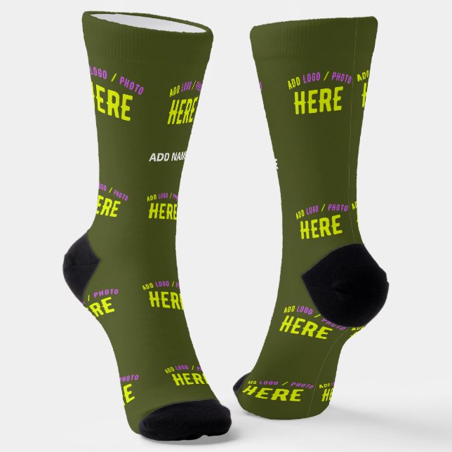 STYLISH MODERN CUSTOM ARMY GREEN VERIFIED BRANDED SOCKS (Angled)