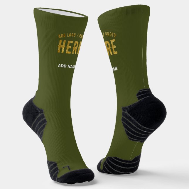 STYLISH MODERN CUSTOM ARMY GREEN VERIFIED BRANDED SOCKS (Angled)