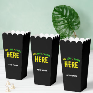 STYLISH MODERN CUSTOM BLACK VERIFIED BRAND POPCORN FAVOR BOX