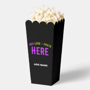 STYLISH MODERN CUSTOM BLACK VERIFIED BRAND POPCORN FAVOR BOX