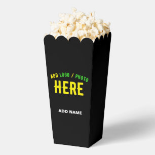STYLISH MODERN CUSTOM BLACK VERIFIED BRAND POPCORN FAVOR BOX