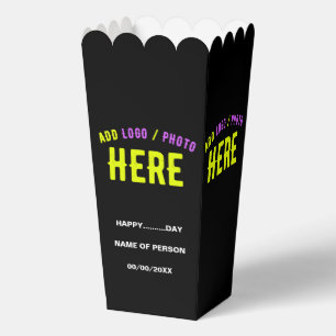 STYLISH MODERN CUSTOM BLACK VERIFIED BRAND POPCORN FAVOR BOX