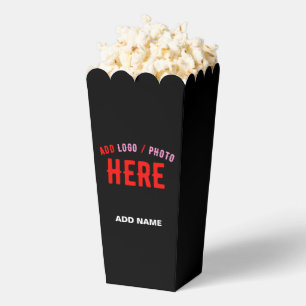 STYLISH MODERN CUSTOM BLACK VERIFIED BRAND POPCORN FAVOR BOX