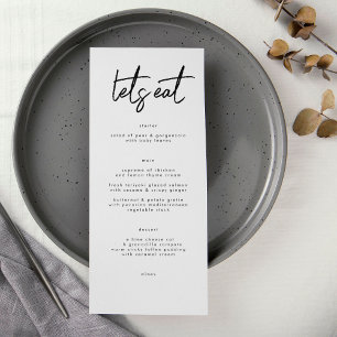 Stylish Modern Custom Black White 'Let's Eat' Menu