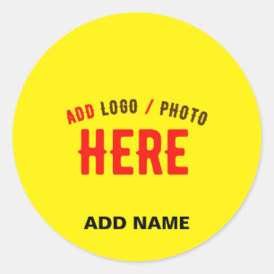 STYLISH MODERN CUSTOM BRIGHT YELLOW VERIFIED BRAND CLASSIC ROUND STICKER