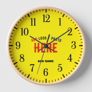 STYLISH MODERN CUSTOM BRIGHT YELLOW VERIFIED BRAND CLOCK