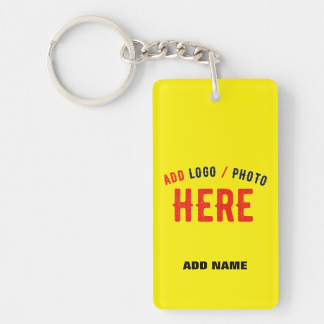 STYLISH MODERN CUSTOM BRIGHT YELLOW VERIFIED BRAND KEYCHAIN (Front)