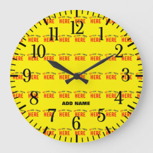 STYLISH MODERN CUSTOM BRIGHT YELLOW VERIFIED BRAND LARGE CLOCK
